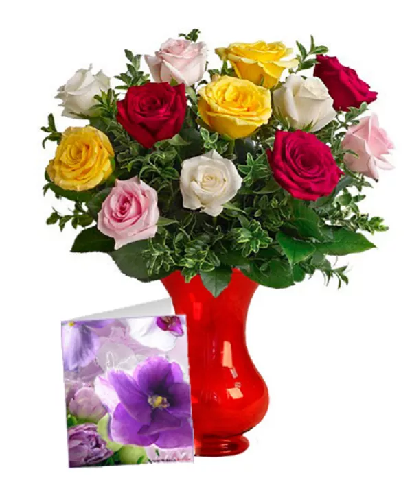 Never Tear Us Apart Birthday Dozen Rose Bouquet with Card