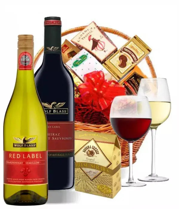 Deluxe Wine Lovers Basket Red & White From You Flowers Aus