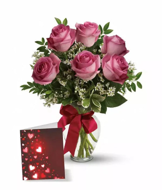 Half Dozen Long Stemmed Pink Roses From You Flowers Aus