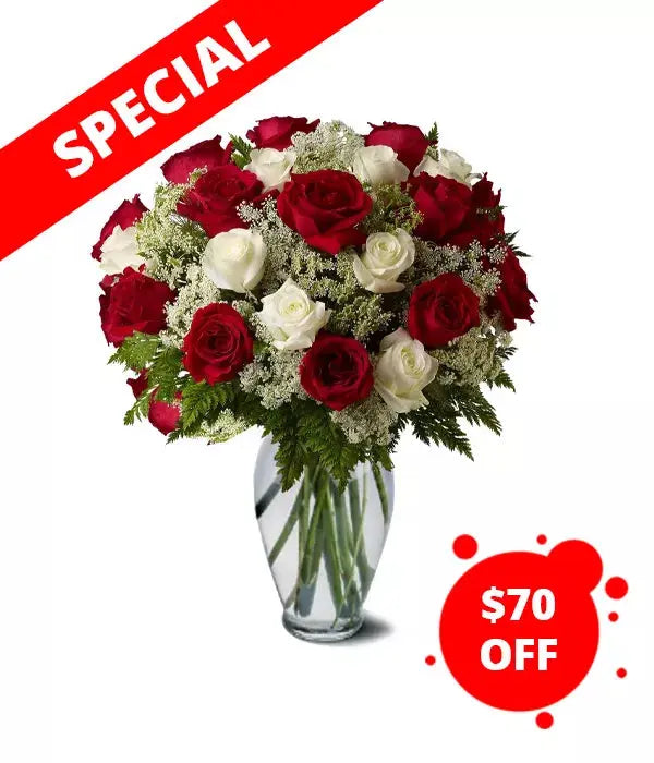 Premium White And Red Roses From You Flowers Aus