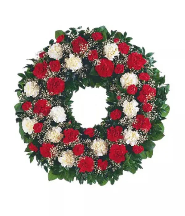 Red & White Wreath From You Flowers Aus