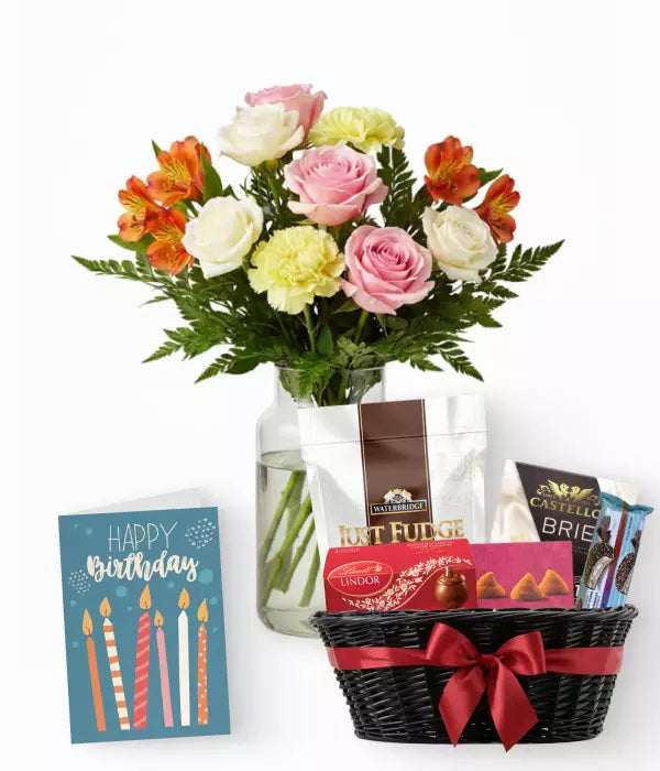 True Blue Birthday Mixed Bouquet Gift Basket