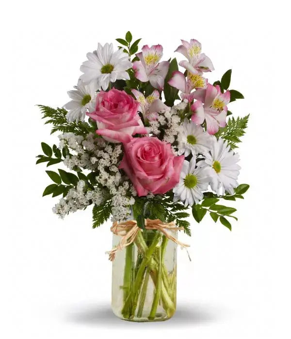 What A Treat In Mason Jar Mixed Bouquet From You Flowers Aus