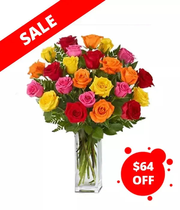 Two Dozen Long Stem Assorted Roses From You Flowers Aus