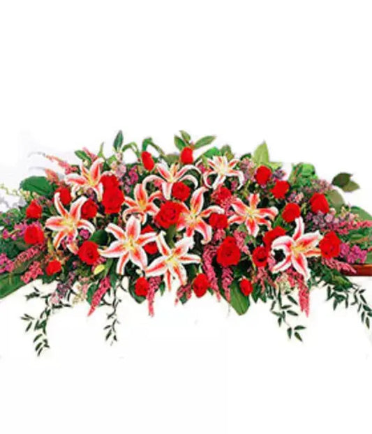 Rose And Lily Casket Arrangement From You Flowers Aus